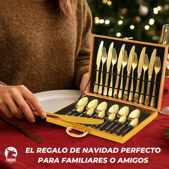 Set de Cubiertos Dorados - 24 Piezas de Acero Inoxidable
