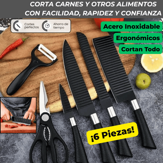 Set Cuchillos Pro 6 piezas - cocina sin esfuerzo