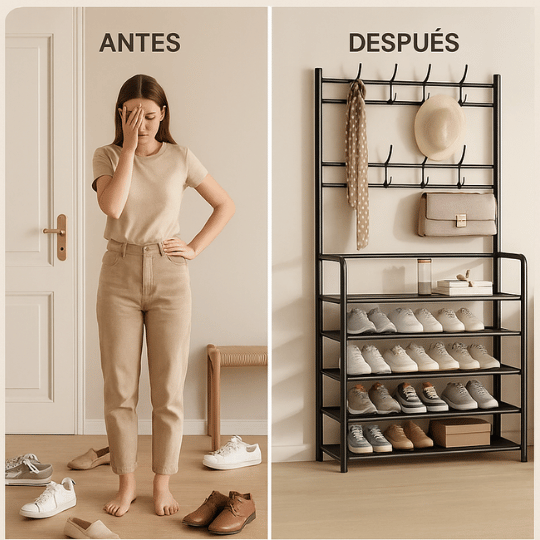Mueble Zapatero-Perchero Resistente y Compacto