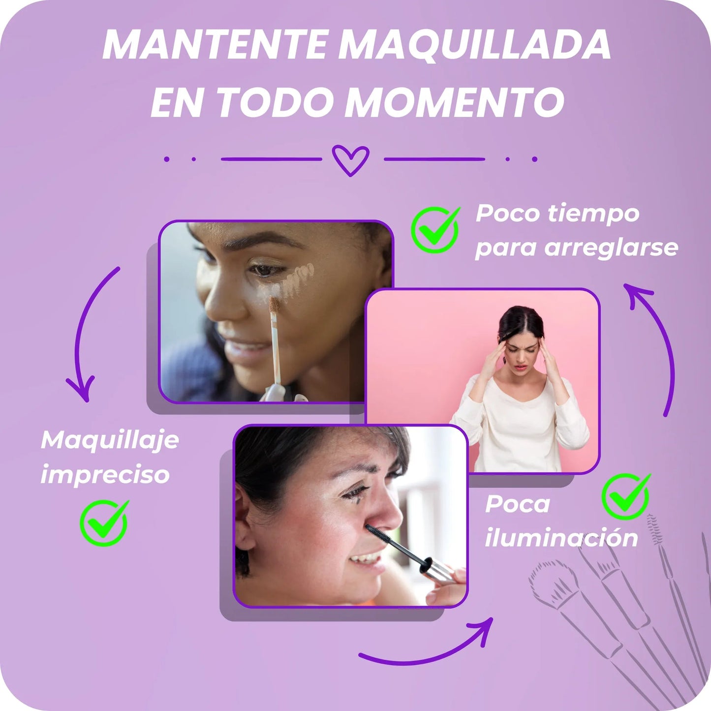Espejo con luz LED de maquillaje para auto