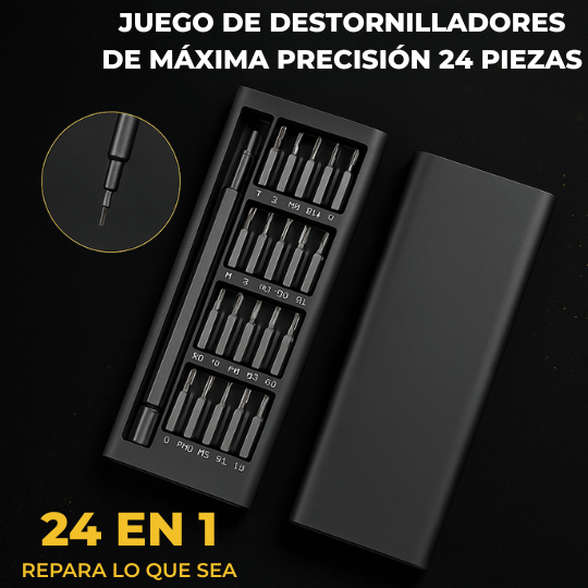 Kit destornilladores 24 en 1 para reparar lo que sea 🔧