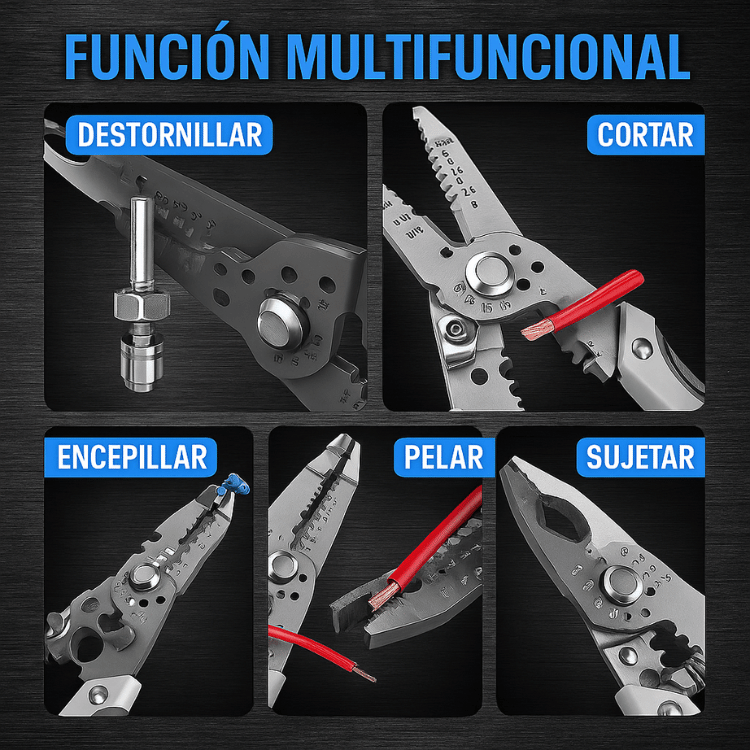 Alicate PelaCables 6 en 1 - Cortes perfectos al instante