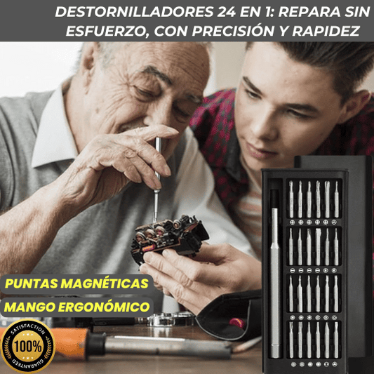 Kit destornilladores 24 en 1 para reparar lo que sea 🔧